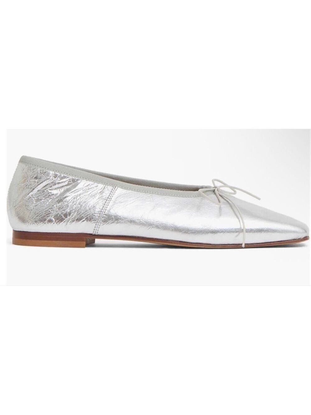 NWT Mansur Gavriel Silver Square Toe Ballerina Flats 37/7 - Picture 3 of 9